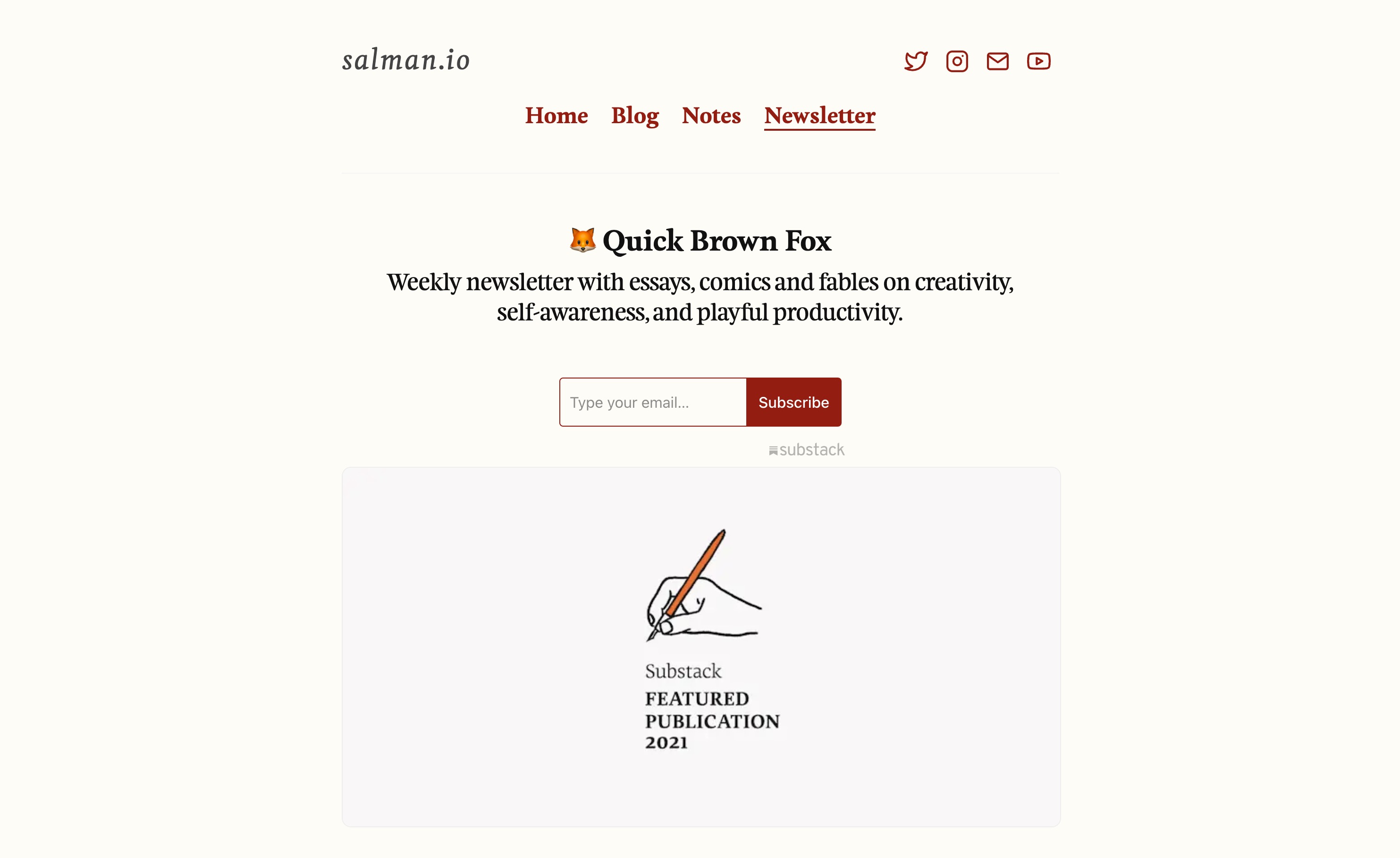 Screenshot for Quick Brown Fox newsletter